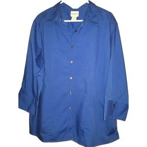 Women's Button-up Work Blouse, Royal Blue, Size 2XL